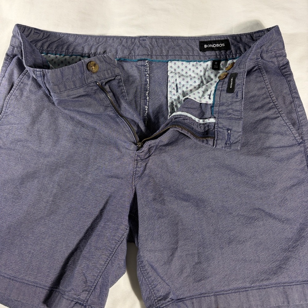 Bonobos Mens Chambray Blue Basic Flat Front 7" In… - image 5